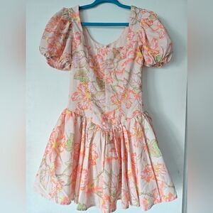 Women's Floral Puff Sleeve Mini Dress